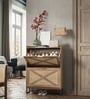 Raya  Light Brown Colour Shoe Cabinet 14 Pairs  Wood Storage Organizer