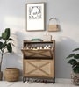Raya  Light Brown Colour Shoe Cabinet 14 Pairs  Wood Storage Organizer