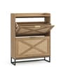Raya  Light Brown Colour Shoe Cabinet 14 Pairs  Wood Storage Organizer