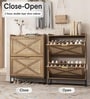 Raya  Light Brown Colour Shoe Cabinet 14 Pairs  Wood Storage Organizer