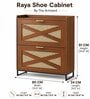 Raya  Walnut Colour Shoe Cabinet  Rattan And  Wood Storage Organizer