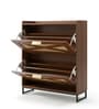 Raya  Walnut Colour Shoe Cabinet  Rattan And  Wood Storage Organizer