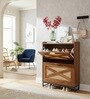 Raya  Walnut Colour Shoe Cabinet  Rattan And  Wood Storage Organizer