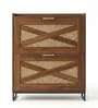 Raya  Walnut Colour Shoe Cabinet  Rattan And  Wood Storage Organizer