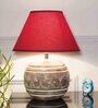 Rayne Maroon Cottan Fabric Shade Night Lamp With Wood Base