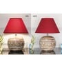 Rayne Maroon Cottan Fabric Shade Night Lamp With Wood Base