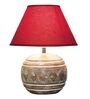 Rayne Maroon Cottan Fabric Shade Night Lamp With Wood Base