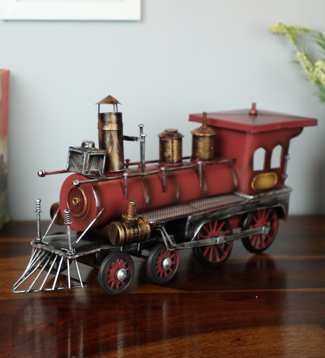 Buy Red & Silver Iron Classic Steam Engine Vintage Finish Train