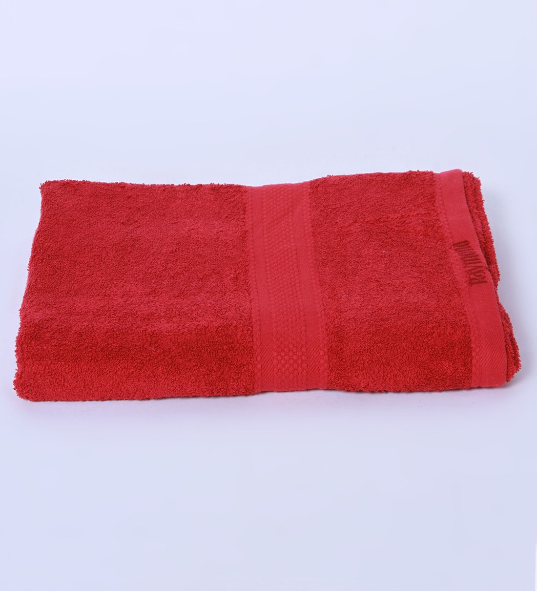 Buy Red Solid 370 GSM Cotton Bath Towel by Raymond Home Online Solid