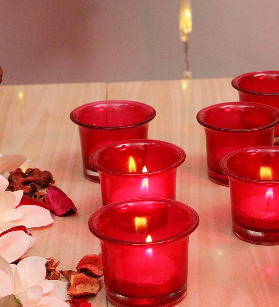 Buy Red Nayla Glass Votive & Tea Light Holders (Pack Of 6) at 61 OFF