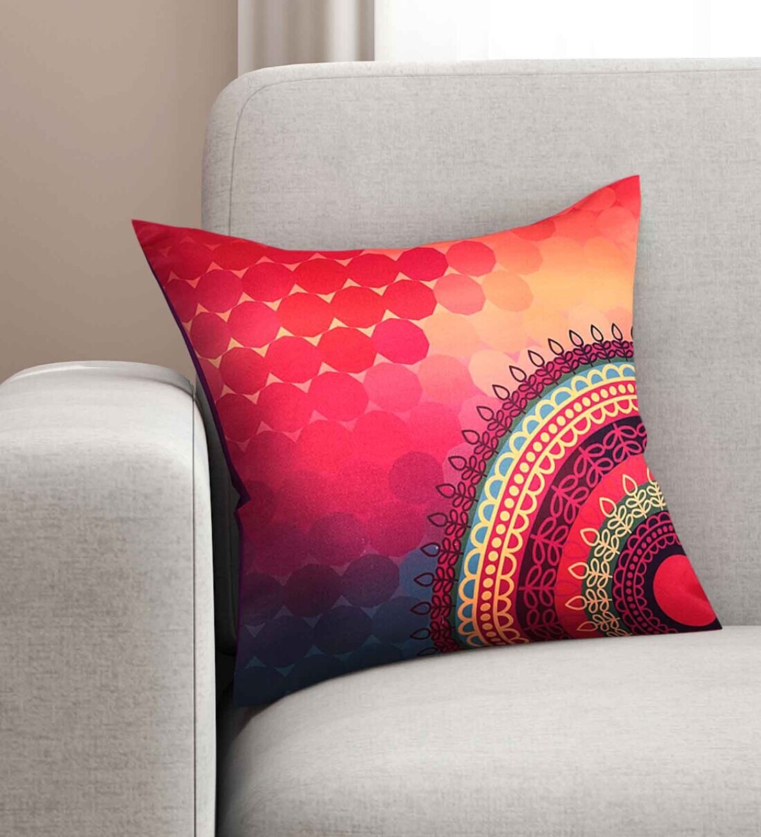 Buy Red Abstract Premium 16 x 16 Inches Cushion Cover by SEJ by Nisha