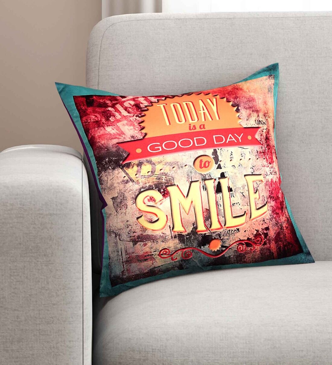 Buy Red Abstract Premium 16 x 16 Inches Cushion Cover by SEJ by Nisha