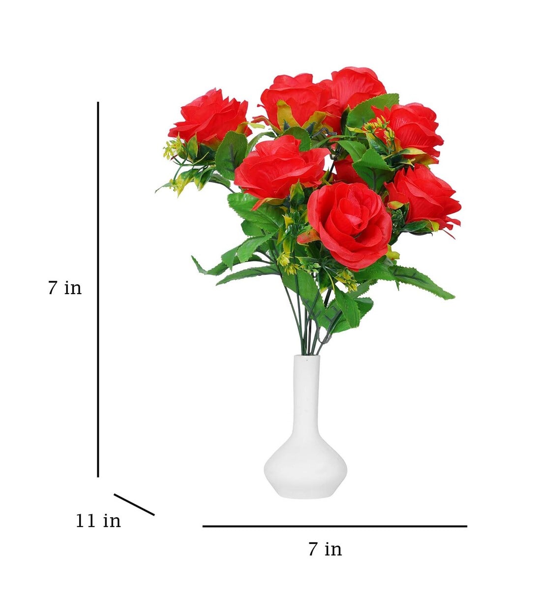 Buy Red Artificail Plant with Pot By Dekorly Online Artificial