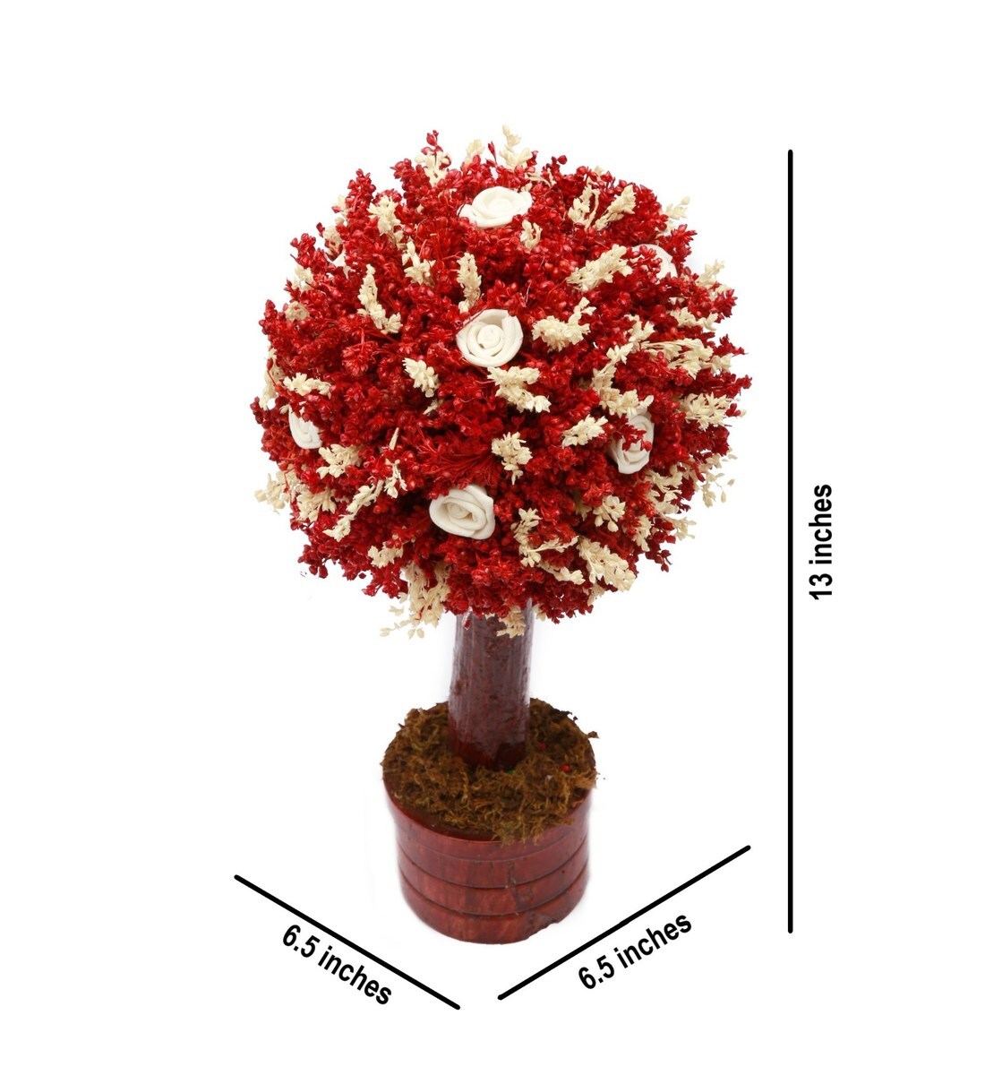 Buy Red Bonsai Tree With Sola Flowers On A Wooden Base By Handzon