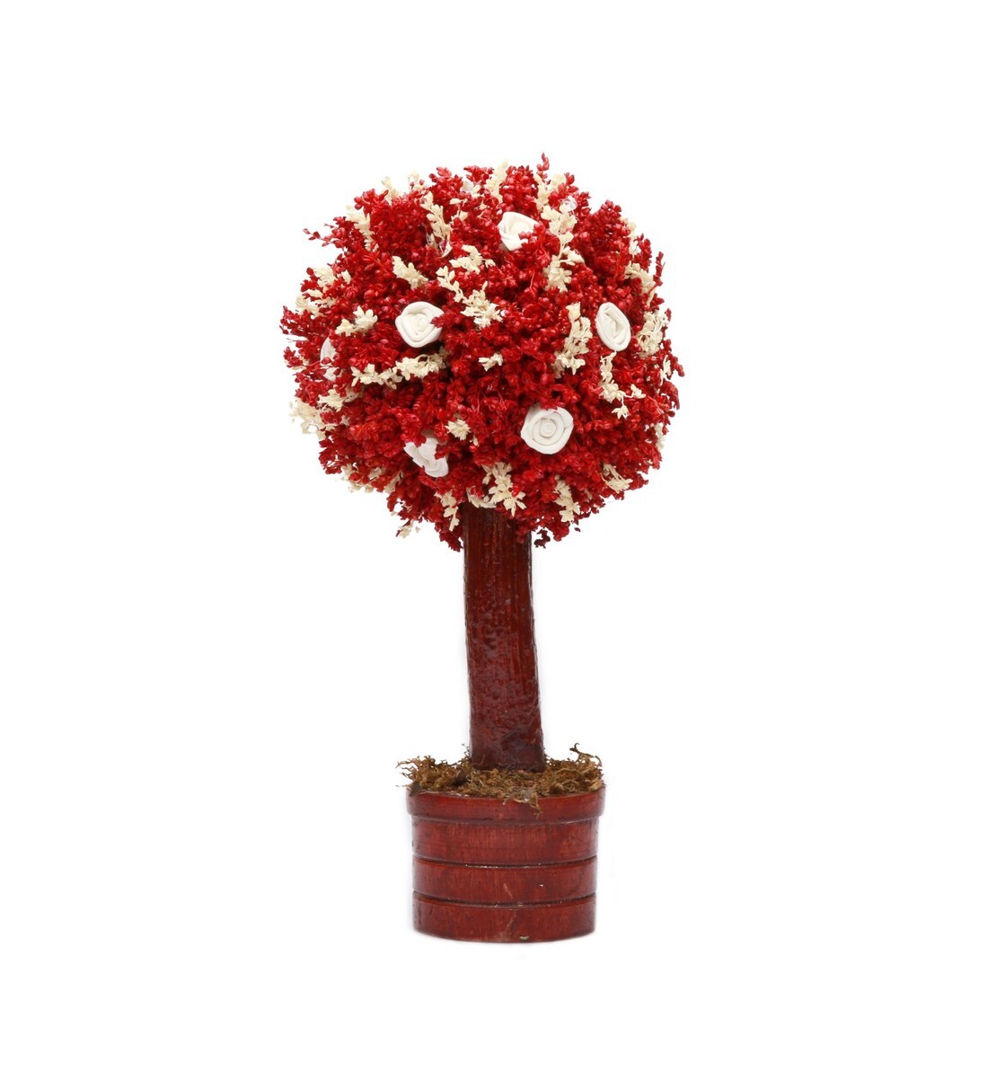 Buy Red Bonsai Tree With Sola Flowers On A Wooden Base By Handzon