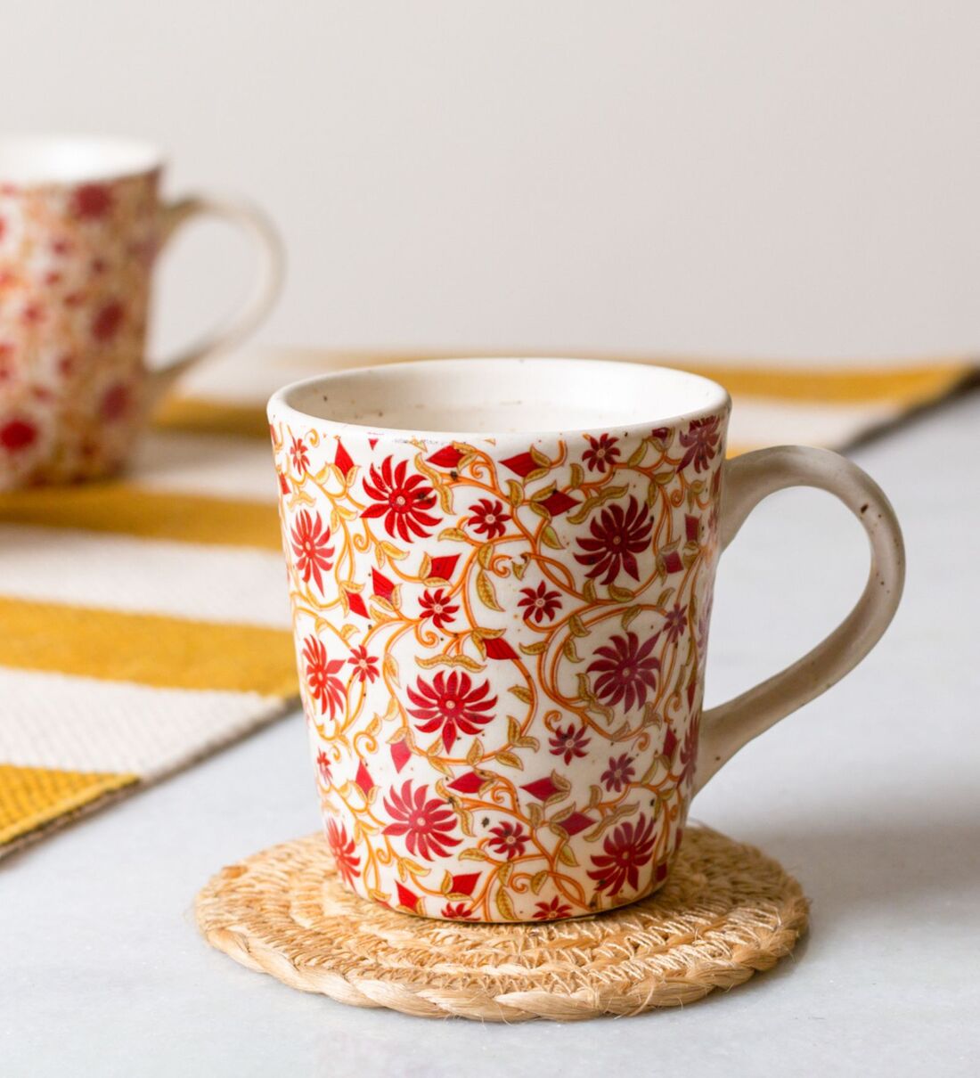 Buy Red Ceramic (Set of 4) Coffee by JASMEY HOMES Online Coffee Mugs