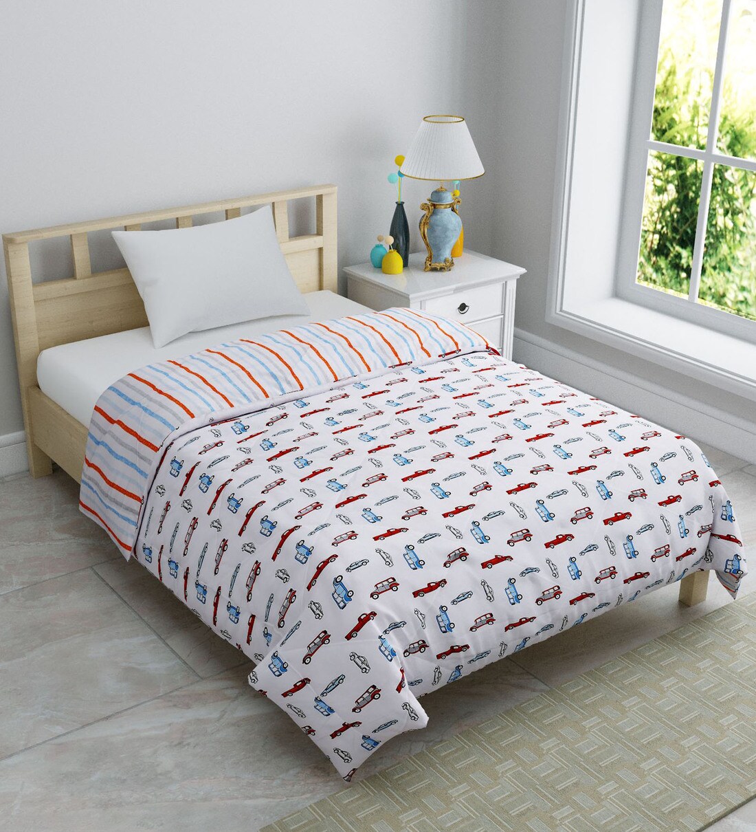 Buy Red Cotton Abstract 150 GSM Single Bed Comforter by Jaipur Fabric