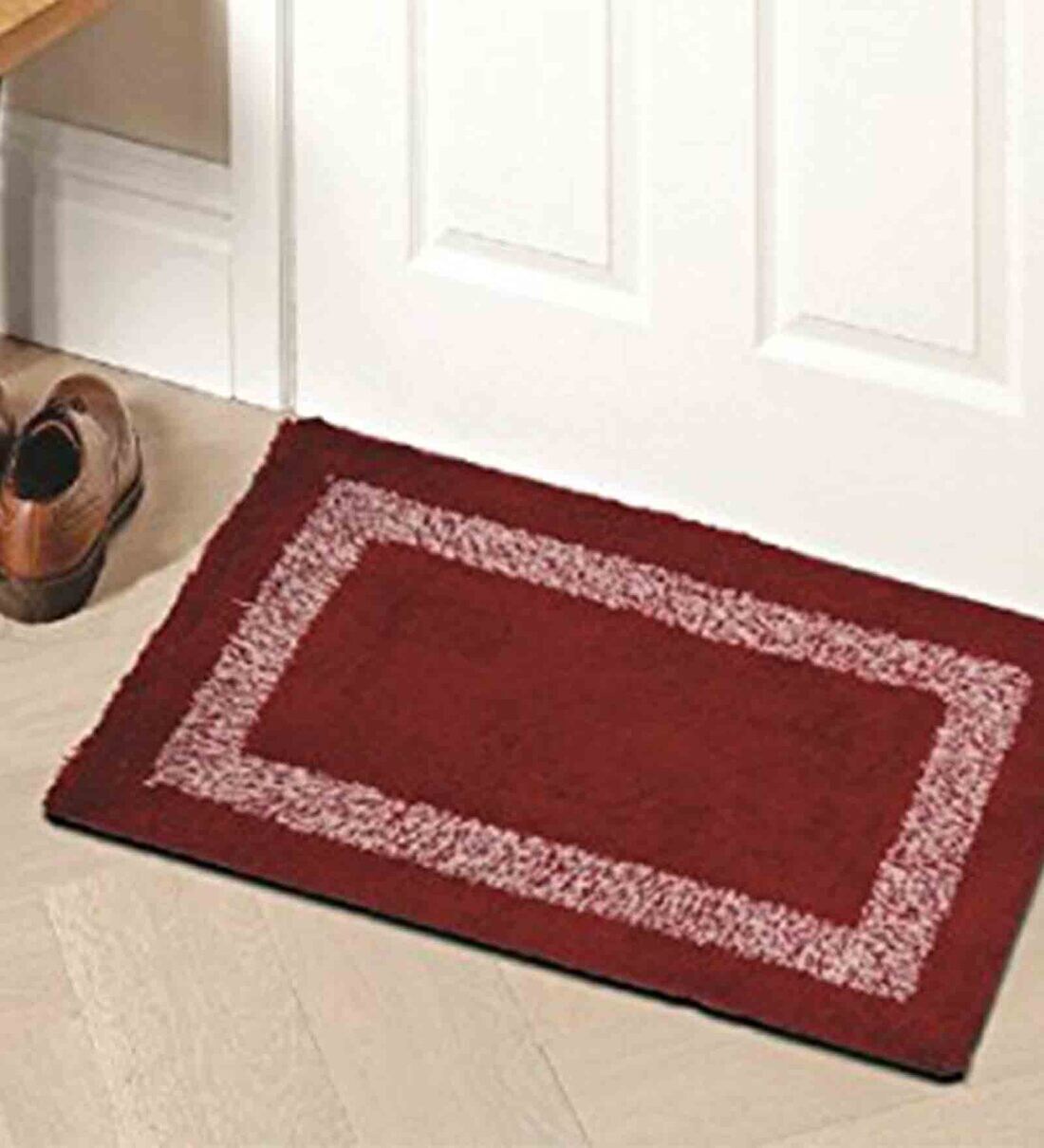 Buy Red Cotton Geometric 15x23 inches Anti skid Doormat by Status at 78