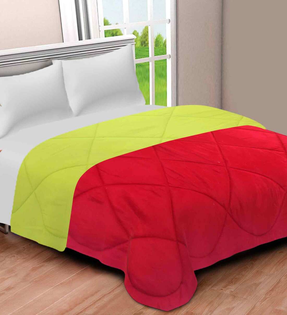 Buy Red Cotton Solid 250 GSM Double Bed Comforter by Jaipur Fabric at