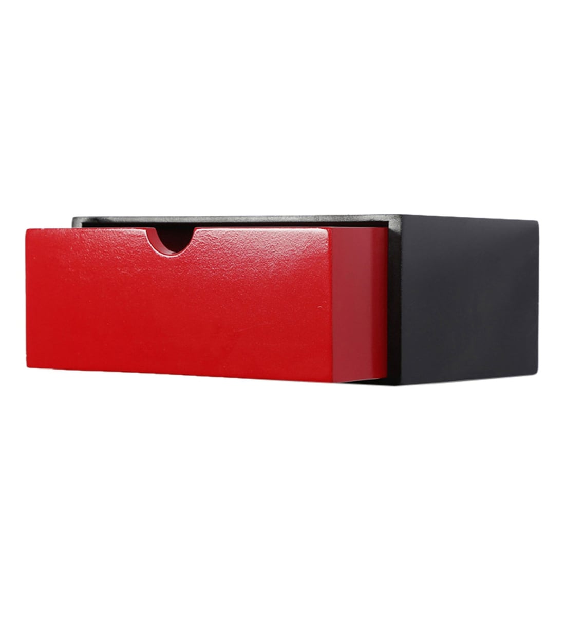 Buy Engineered Wood Floating Wall Shelf with Drawer in Red Colour by