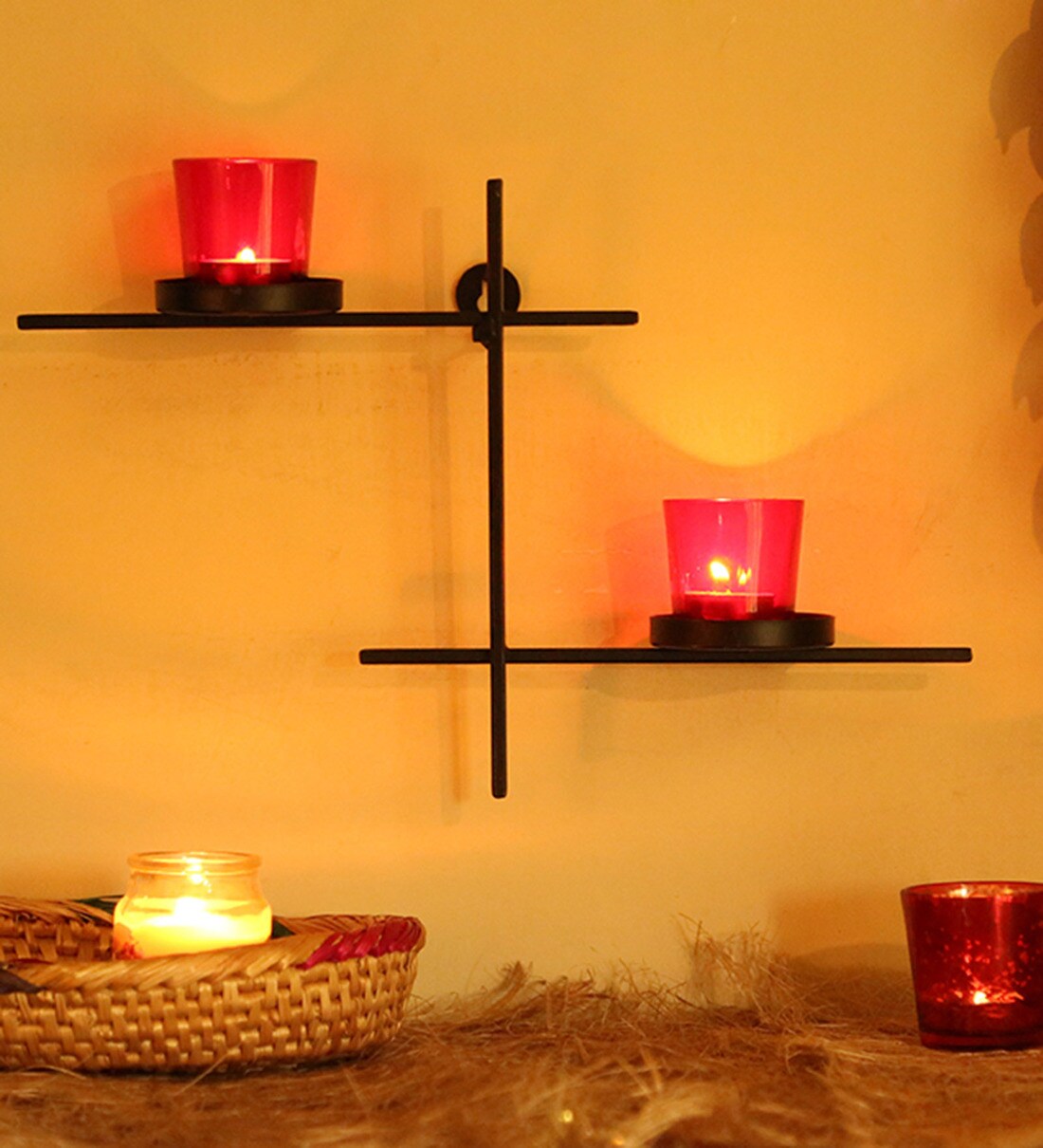 Buy Black Metal Zeynep Wall Candle Holder Online Wall Tea Light
