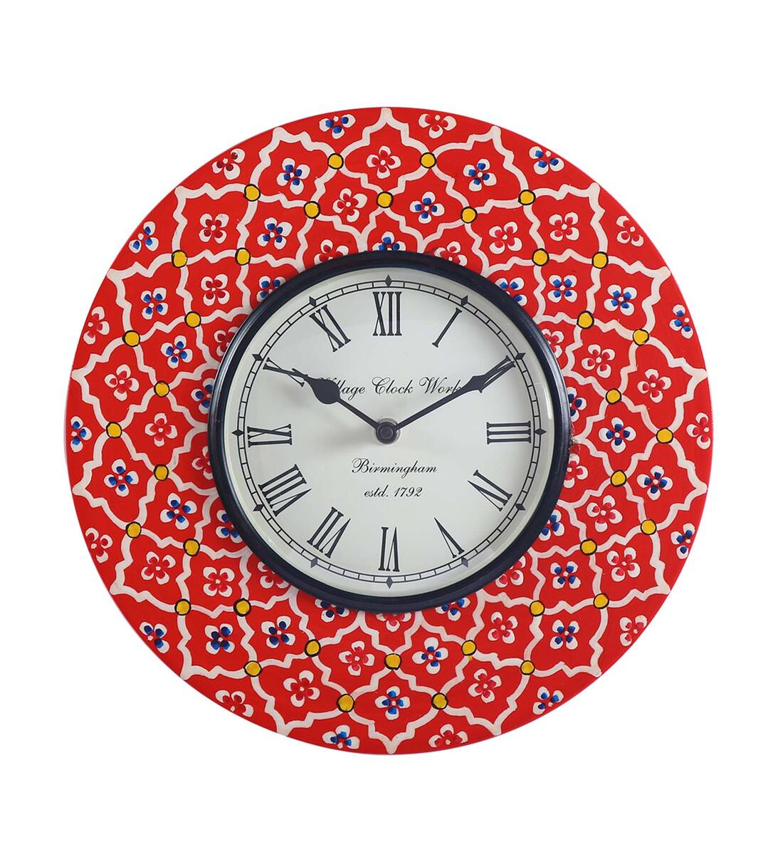 Buy Red MDF+HANDPAINTED Wall Clock by Aapno Rajasthan Online