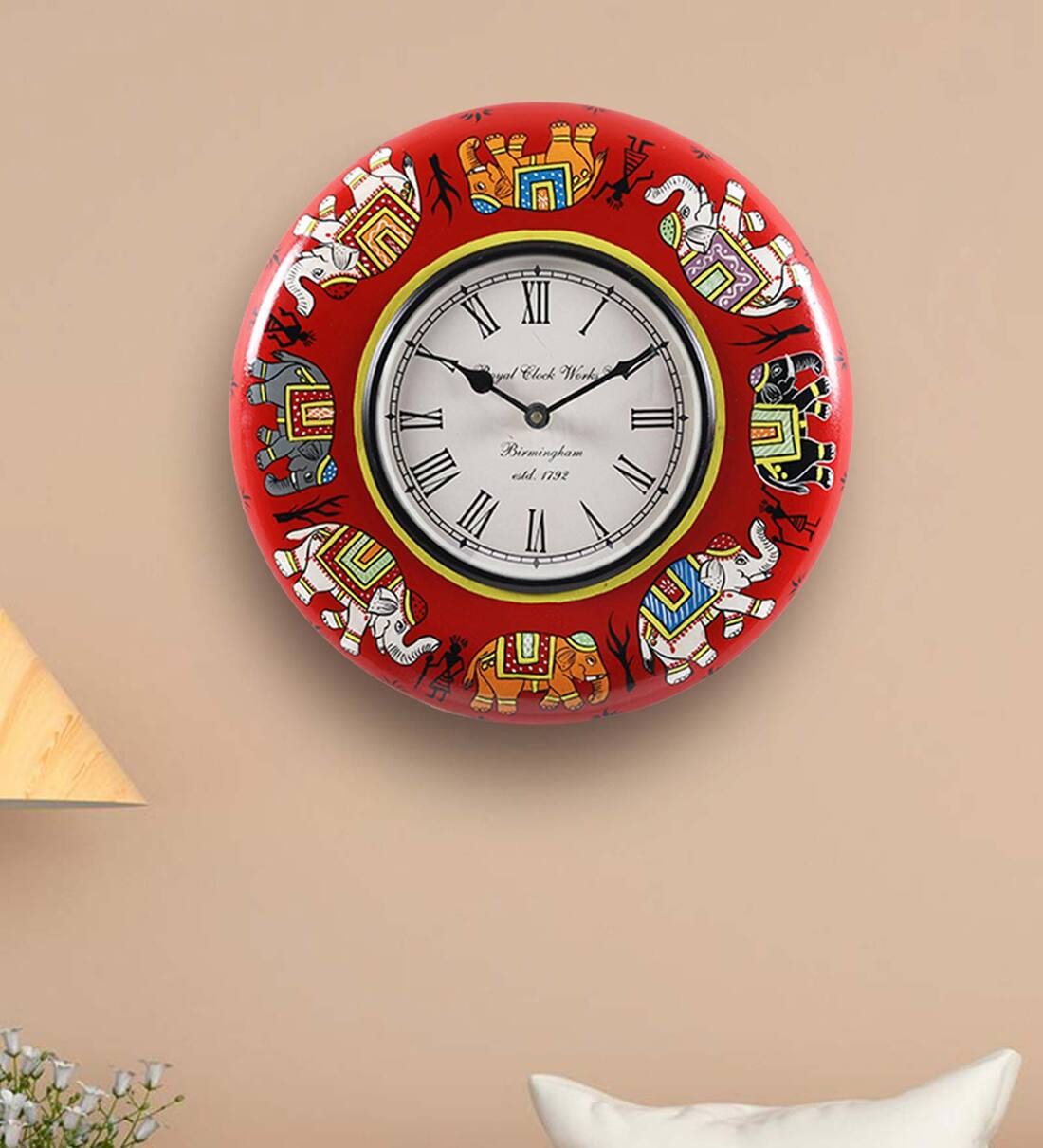 Buy Red MDF Wall Clocks by Aapno Rajasthan Online Traditional Wall