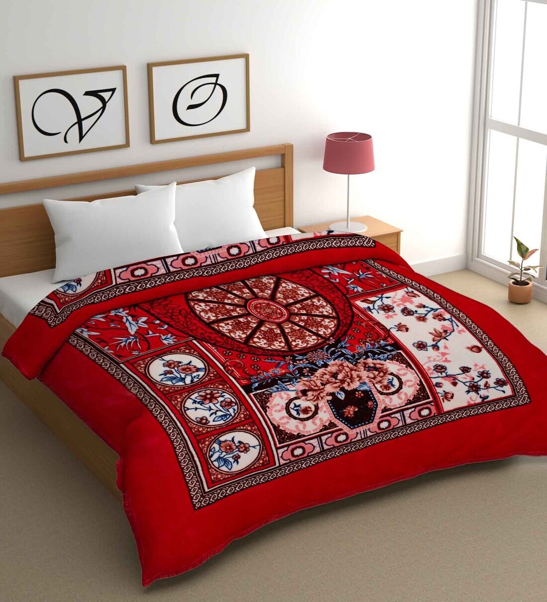 Buy Red Mink Floral 500 GSM Double Bed Blanket at 32 OFF by Chhavi India Pepperfry