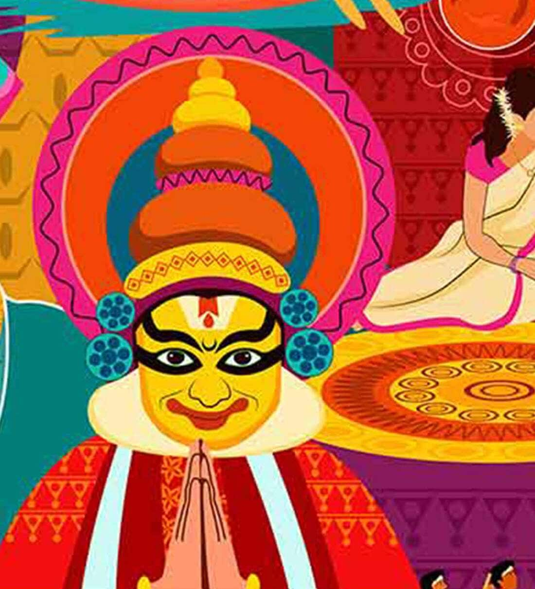 Buy Red Onam Festival Canvas Wall Painting By VibeCrafts Online ...