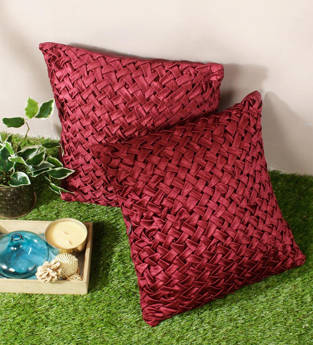 plain red cushion covers