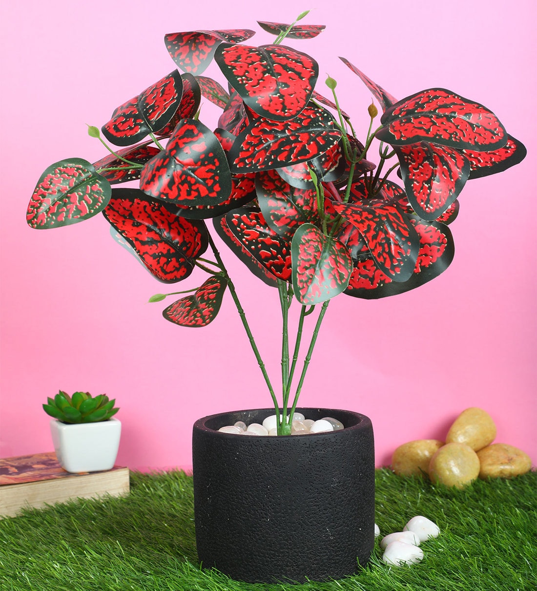 Buy Red Polyester Artificial Plant Without Pot by Pollination Online Artificial Plants