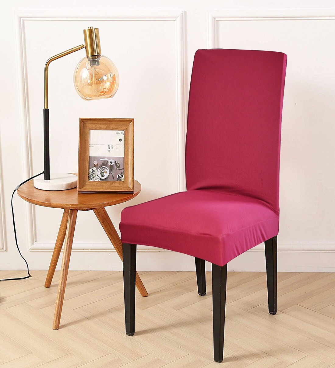 Buy Pink Polyester Plain Solid 38x14 Chair Cover (Set of 6) By Ohello