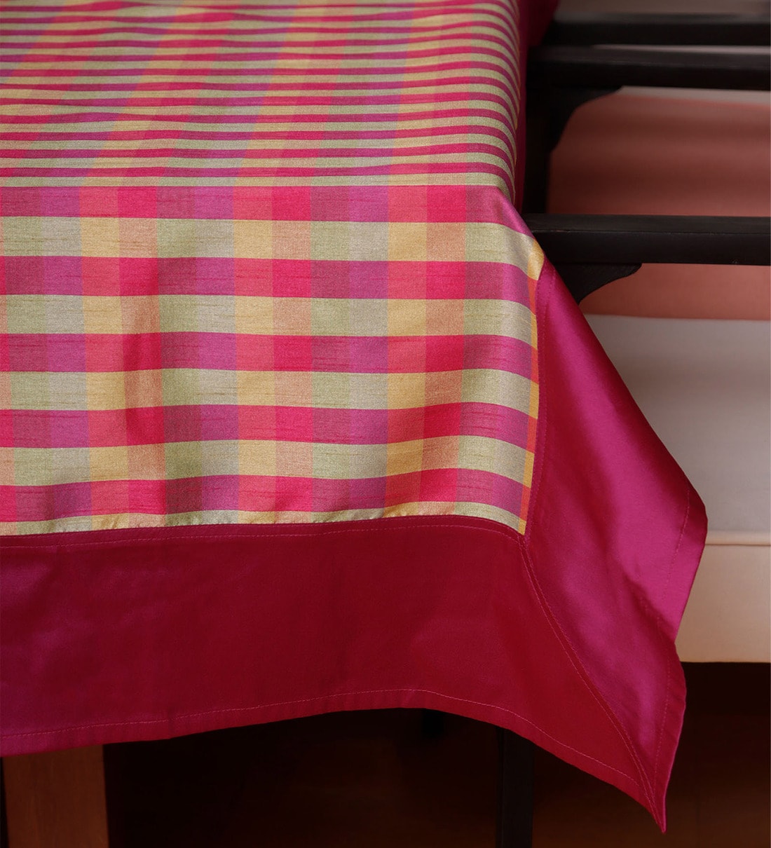 Buy Red Polyester Silk Ethnic motif 84x52 Inches Table Cloth by Zeba