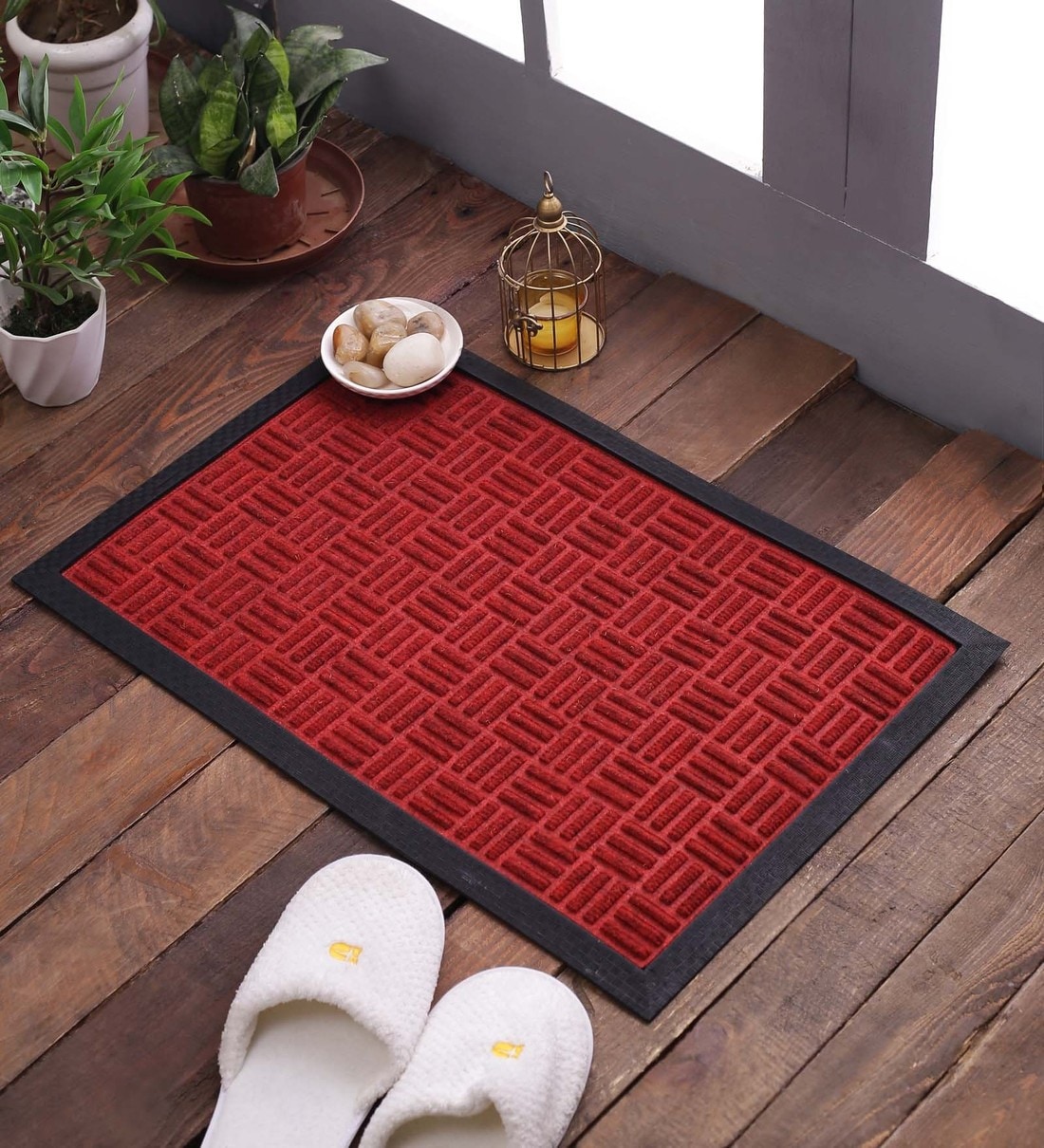 Buy Red Rubber Solid Pattern 2 x 1 Feet AntiSkid Door Mat by SWHF at 24 ...