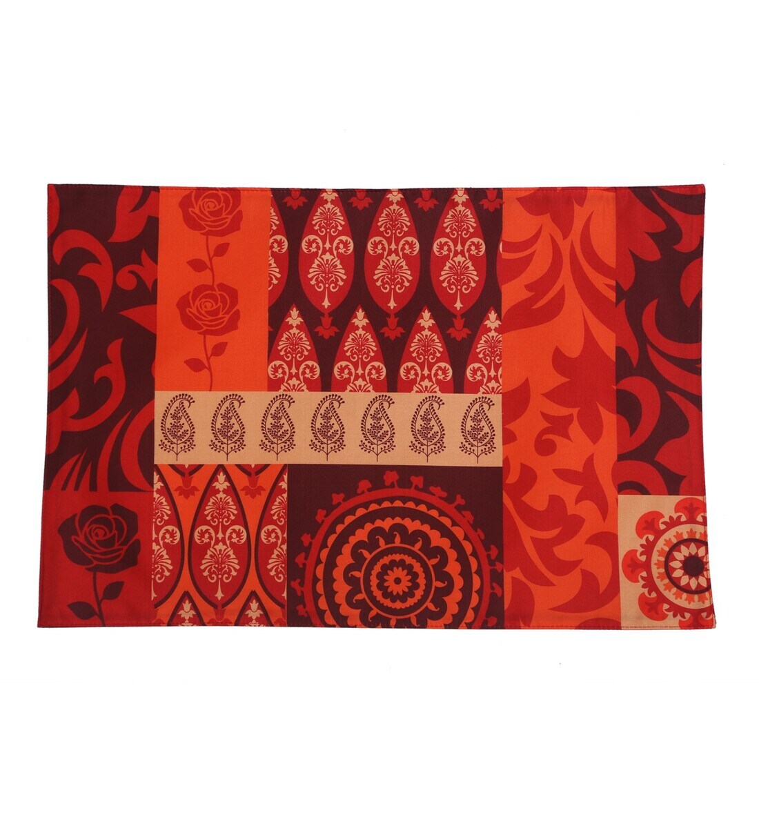 Buy Red Silk Traditional 19x14 Inches Placemat (Set of 6) by M K ...