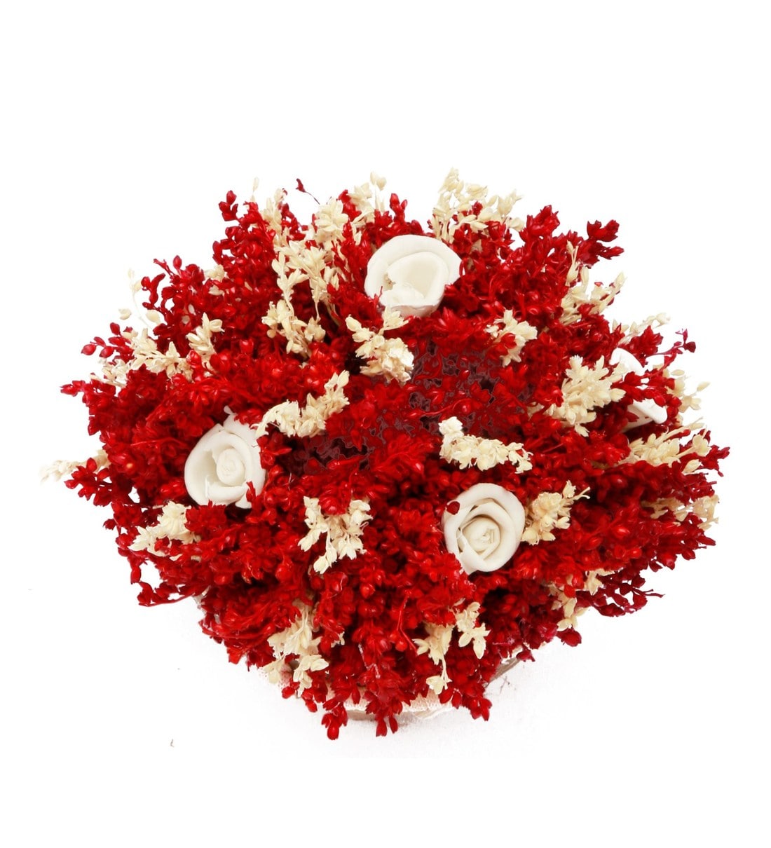 Buy Red Sola Flower Arrangement On A Coconut Shell Decorated With Coir By Handzon Online