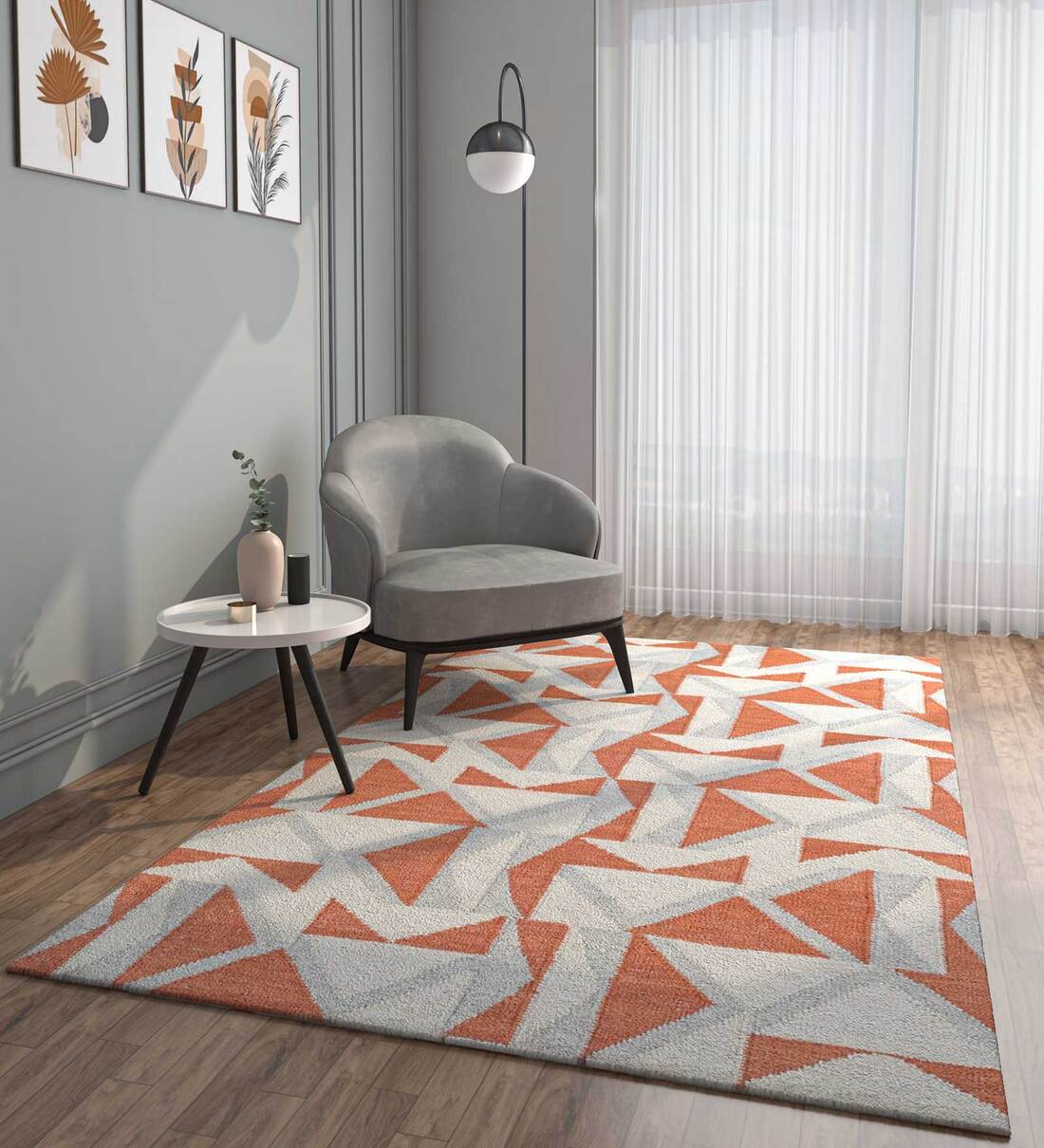 Buy Red Geometric Wool 4 X 6 ft Flat Weave Dhurrie by Jaipur Rugs at 5