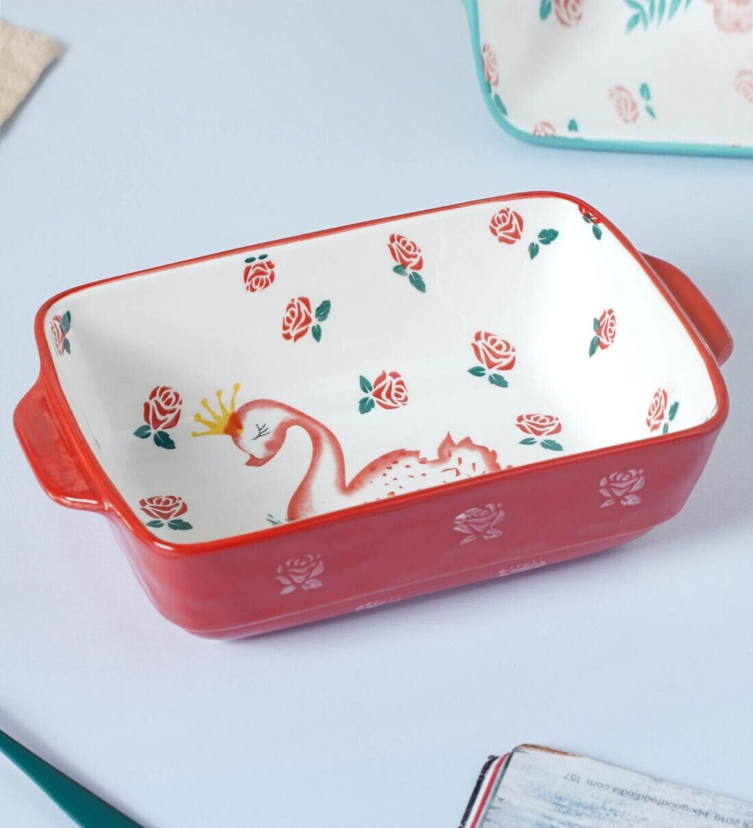 Buy Red Swan Ceramic Baking Pan by Nestasia Online Baking Dishes