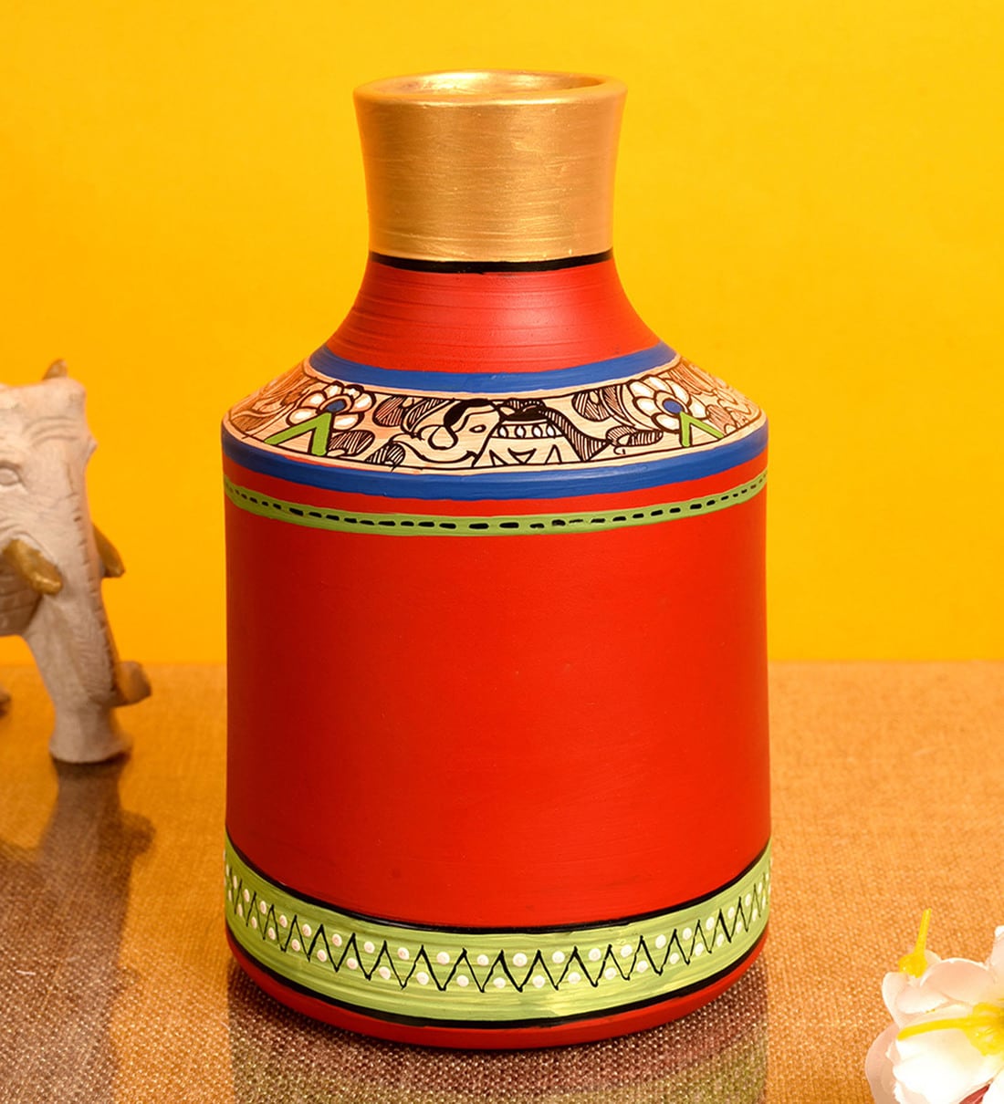Buy Red Table Terracotta Vase by Aakriti Art Creations Online