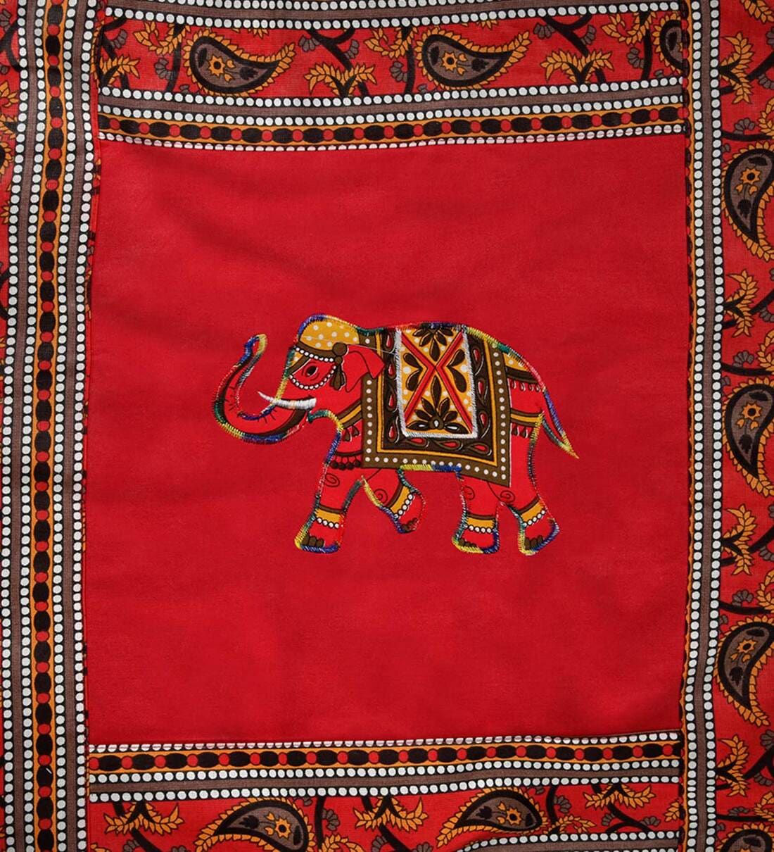 Buy Red Traditional Cotton Embroidered Cushion Cover by JAIPUR FABRIC