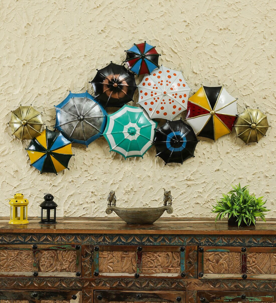 Buy Wrought Iron Abstract Wall Art In Red By Decocraft Online