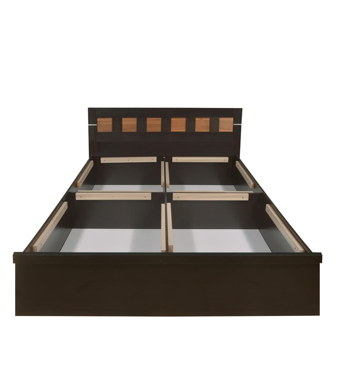 Buy Reegan Queen Size Bed with Storage in Wenge Finish by Nilkamal Online Modern Queen Size