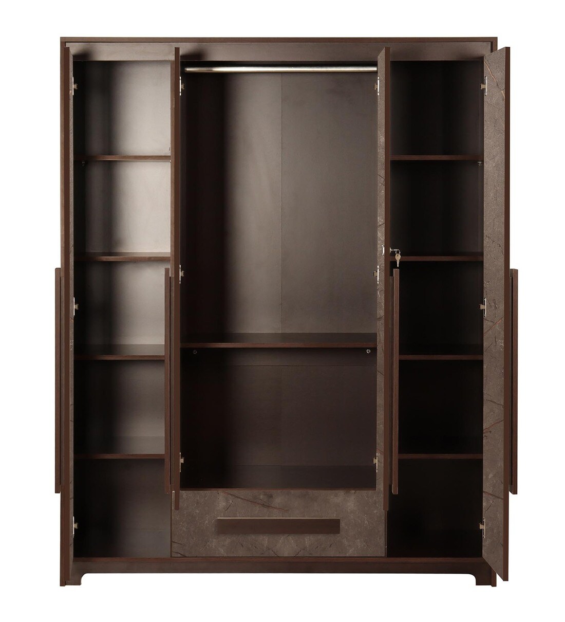 Buy Regal Grand 4 Door Wardrobe in Walnut Marble Finish Online - 4 Door ...