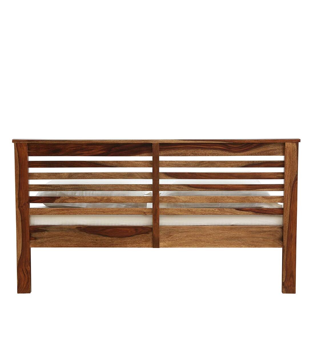 Buy Regina Solid Wood Queen Size Bed in Rustic Teak Finish Woodsworth
