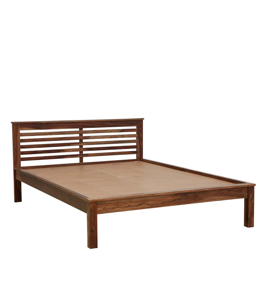 Buy Regina Solid Wood Queen Size Bed in Rustic Teak Finish Woodsworth