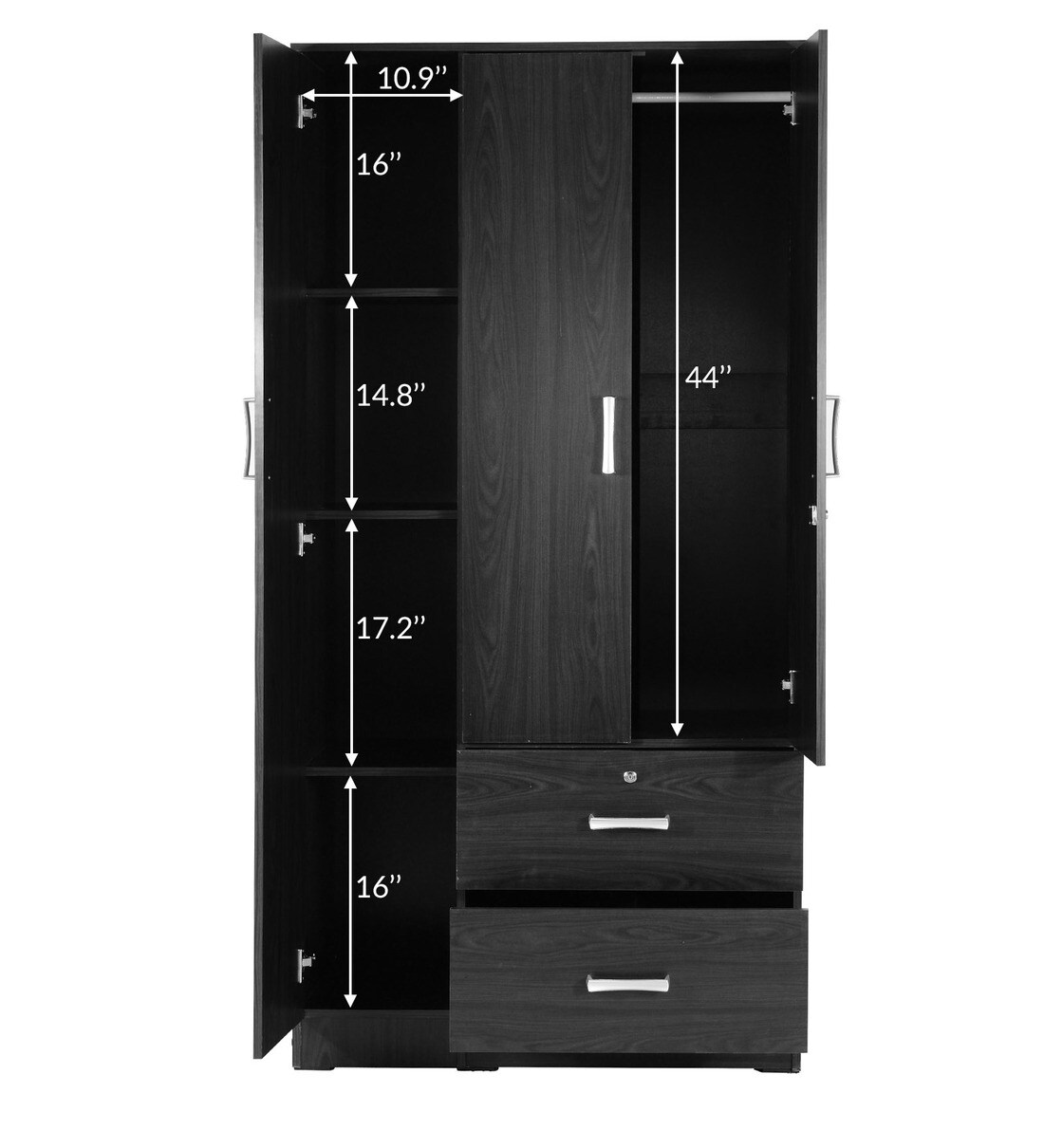 Buy Ren 3 Door Wardrobe With External Drawers In Wenge Finish By ...