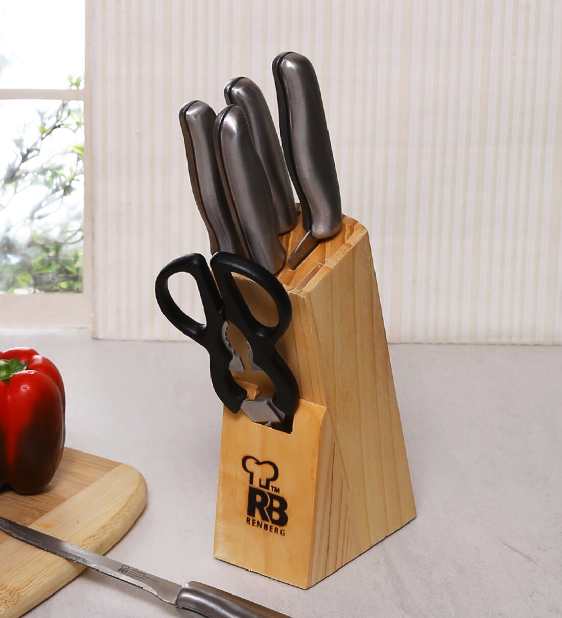 Buy Stainless Steel Knives Set With Wooden Stand By Bergner Online Vegetable Steamers Cookware Discontinued Pepperfry Product Chop, slice and dice your gourmet meals to perfection with these knife sets.