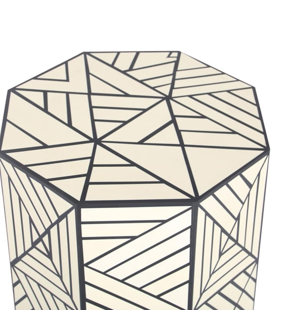 Buy Resin Inlay Geometric Side Table in Black Colour by CasaGold Online