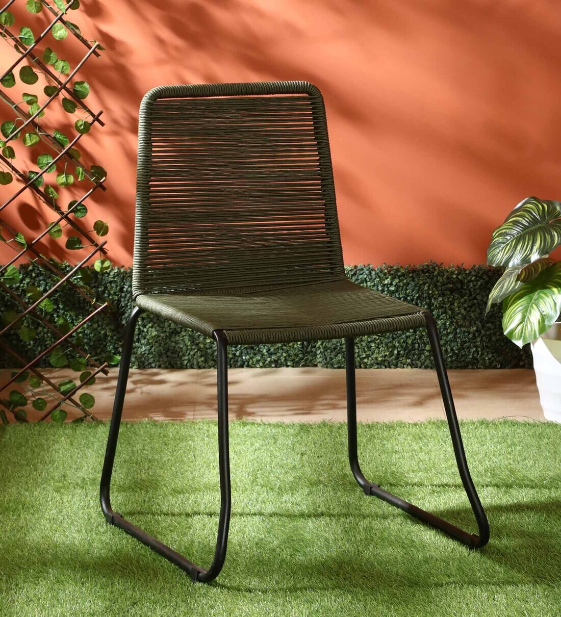 Buy Retro Metal Patio Chair in Green & Black Finish at 9 OFF by Advent