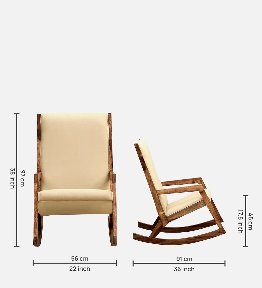 Buy Rezzan Sheesham Wood Rocking Chair In Scratch Resistant Rustic